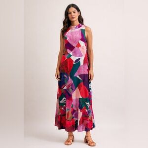 Nicole miller Sleeveless Abstract Print Maxi Dress size large